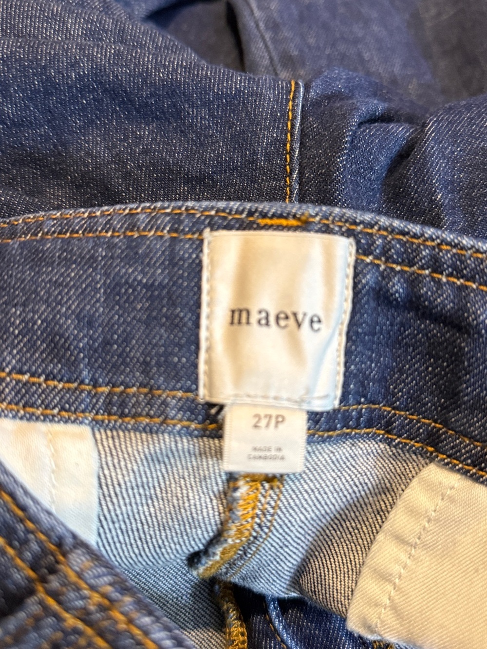 Anthropologie 27P High Rise Wide Leg Jeans Maeve Scallop Edge Dark Wash EUC - Picture 3 of 4